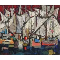 Duro Pulitika, Jedrea., 1962 Oil on Canvas "Jedrea." Signed lower left