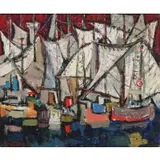 Duro Pulitika, Jedrea., 1962 Oil on Canvas "Jedrea." Signed lower left