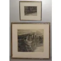Newspaper Reader by Harold Altman, Two Etchings, sold Sep 2013