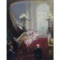 Jules Rene Herve, Jules Rene Herve, French, 1887 - 1981, Oil on Canvas of Ballerinas