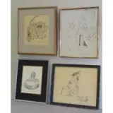 Ludwig Bemelmans, Untitled, 4 Ink Illustrations on Paper