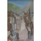 Carlos Jean Jacques, Carlo Jean-Jacques, Haitian, 1943 - 1990, Oil on Canvas of a Haitian Village