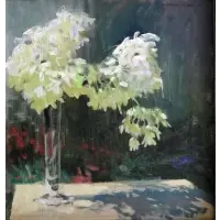 Daniel Sprick, Daniel Sprick, American - Colorado, b, Oil on Canvas Still Life with Flowers in Vase