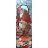 Jasmin Joseph, The Lion and the Hare., Oil on Masonite "The Lion and the Hare." Signed and dated 1973 lower left