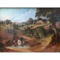 C. T Dodd, A Sussex Lane., Oil on Canvas "A Sussex Lane." Signed lower right