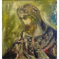 King David. by Joachim Probst, Oil on Canvas "King David." Signed lower left, signed, titled, and dated 1956 verso, sold Aug 2013