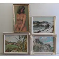 Untitled by Jaroslav Svoboda, 4 Oils on Masonite - 1 Nude & 3 Landscapes, sold Jul 2013