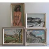 Jaroslav Svoboda, Untitled, 4 Oils on Masonite - 1 Nude & 3 Landscapes