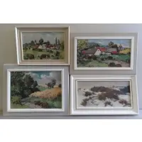 Untitled by Jaroslav Svoboda, 4 Oil on Masonite Landscapes, sold Jul 2013