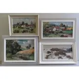Jaroslav Svoboda, Untitled, 4 Oil on Masonite Landscapes