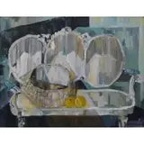 Hervé Masson, Herve Masson, Mauritanian, 1919 - 1980, Oil on Canvas Still Life with Sofa