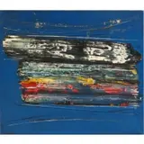 Norman Carton, Blue Cosmos., Oil on Canvas "Blue Cosmos." Signed lower left and verso