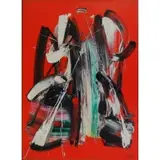 Norman Carton, Fire Dance., Oil on Canvas "Fire Dance." Signed lower right and verso