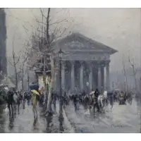 Vladimir Lazarev, Vladimir Lazarev, Russian, b, Oil on Canvas of Parisian Boulevard