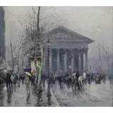 Vladimir Lazarev, Vladimir Lazarev, Russian, b, Oil on Canvas of Parisian Boulevard