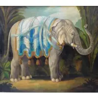 William Skilling, Purchased from Macy's 20+ years ago, Oil on Canvas of an Elephant