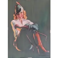 Bradshaw Crandell, Bradshaw Crandell, American - New York, 1896 - 1966, Pastel on Board Illustration of a Female Equestrian