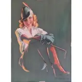 Bradshaw Crandell, Bradshaw Crandell, American - New York, 1896 - 1966, Pastel on Board Illustration of a Female Equestrian