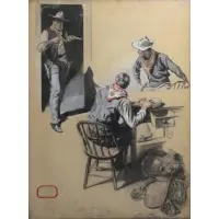 The Two Gunmen. by George Gibbs, 1905 Illustration "The Two Gunmen." Gouache and charcoal on paper, sold Jul 2013