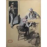 George Gibbs, The Two Gunmen., 1905 Illustration "The Two Gunmen." Gouache and charcoal on paper