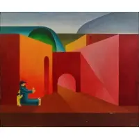 Raul R Camacho, La Naranja, 1974 Oil on Canvas "La Naranja" Signed and dated lower right