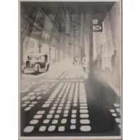 Louis Lozowick, Checkerboard (Under the Elevated)., Lithograph "Checkerboard (Under the Elevated)." Pencil signed lower right and dated 1926