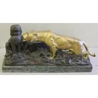 Georges Gardet, Georges Gardet, 1863-1939, France, French Bronze of a Lion and a Foo Dog
