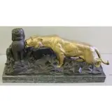 Georges Gardet, Georges Gardet, 1863-1939, France, French Bronze of a Lion and a Foo Dog