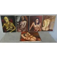 Manuel Boccini, Untitled, 5 Oils on Canvas of Nudes