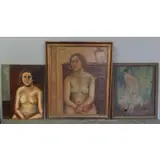 Manuel Boccini, Nude, 3 Oils on Canvas of Nudes