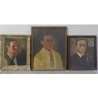 Par Moi Meme by Manuel Boccini, 3 Oil on Canvas Self Portraits, sold Jun 2013