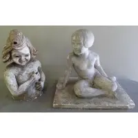 Manuel Boccini, One initialed B.M. other unsigned, 2 Plaster Sculptures of Children