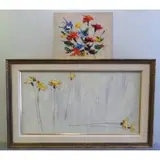 Ivan Mosca, Garofani Sparsi (Scattered Carnations), Two 1960's Oils/Canvas of Flowers