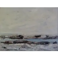 Ivan Mosca, Italian, 1915 - 2005 by Ivan Mosca, 1962 Oil on Canvas Beach Landscape, sold Jun 2013