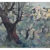 Zoma Baitler, Zoma Baitler, Lithuanian born, active in Uruguay and Israel, 1908 - 1994, Oil on Canvas Landscape with Figure Signed lower left
