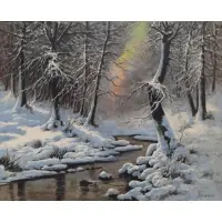 Frank Ferruzza, Frank Ferruzza, American, 1912 - 1984, Oil on Canvas Winter Scene