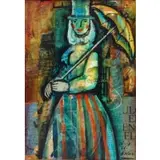 Louis Solari, Luis Alberto Solari, Uruguay, 1918 - 1993, Mixed Media Collage of Lady with Umbrella