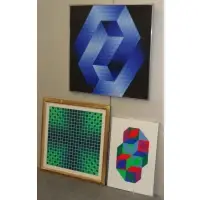 Untitled by Victor Vasarely, 3 Op-Art Serigraphs, sold Jun 2013