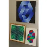 Victor Vasarely, Untitled, 3 Op-Art Serigraphs