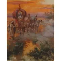 Paul B. Pascal, Orientalist Desert Scene, Gouache