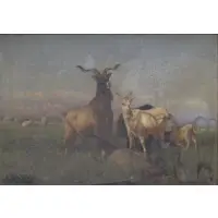 Henry Collins Bispham, Roma., Oil on Canvas of Goats