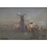 Henry Collins Bispham, Roma., Oil on Canvas of Goats