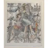 Reginald Marsh, Merry-Go- Round., Hand Colored Engraving "Merry-Go- Round." Pencil signed lower right
