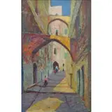 Charles Verbrugghe, Charles Henri Verbrugghe, Belgian, 1877 - 1974, 1921 Oil on Board of a European Alleyway
