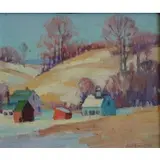Carl H Nordstrom, Carl Harold Nordstrom, American - Massachusetts, 1876 - 1965, Oil on Board of a Rural Winter Landscape