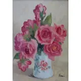 Marie-Lucie Nessi-Valtat, Marie Lucie Nessi-Valtat, French, 1900 - 1992, Oil on Canvas Bouquet Still Life with Pink Roses