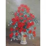Marie-Lucie Nessi-Valtat, Marie Lucie Nessi-Valtat, French, 1900 - 1992, Oil on Canvas Bouquet Still Life with Red Flowers