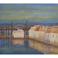 Jean Pierre Capron, Bords De La Creuse., Oil on Canvas "Bords De La Creuse." Signed and dated 1965 lower right