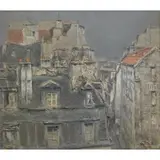 Isamu Hirakawa, Rue Bouchardon., 1965 Oil on Canvas "Rue Bouchardon." Signed and dated lower right