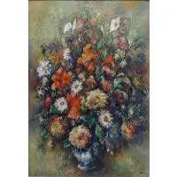 Paul-Elie Gernez, Grand Bouquet De Fleurs., Oil on Canvas "Grand Bouquet De Fleurs." Signed lower right, plaque on frame